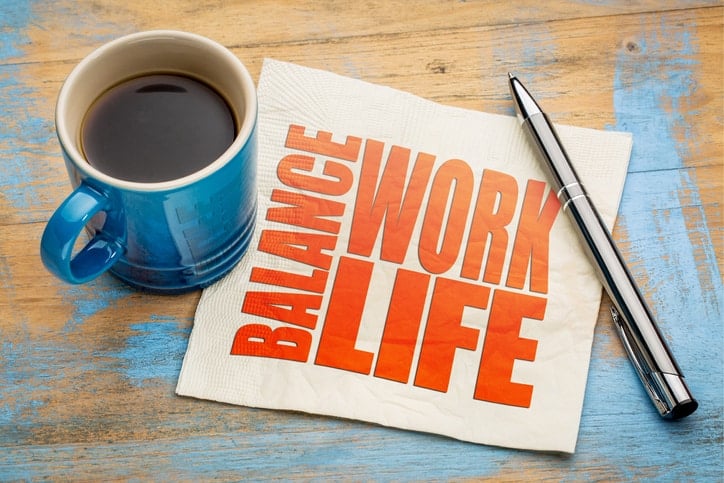 life work balance concept on napkin life work balance concept - word abstract on a napkin with a cup of espresso coffee